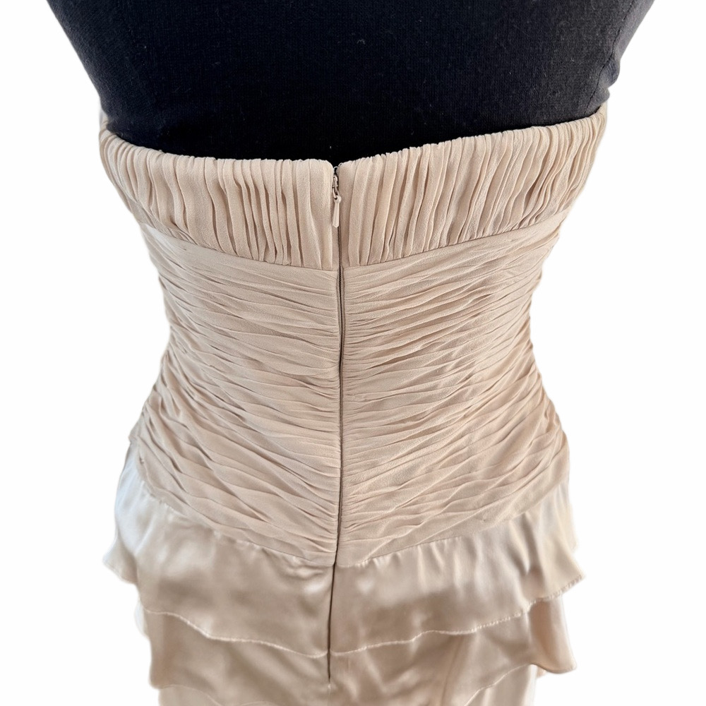 ADRIANNA PAPELL Tiered Shutter Dress Silk Jacket Size 6P Champagne Strapless NEW - Picture 8 of 16